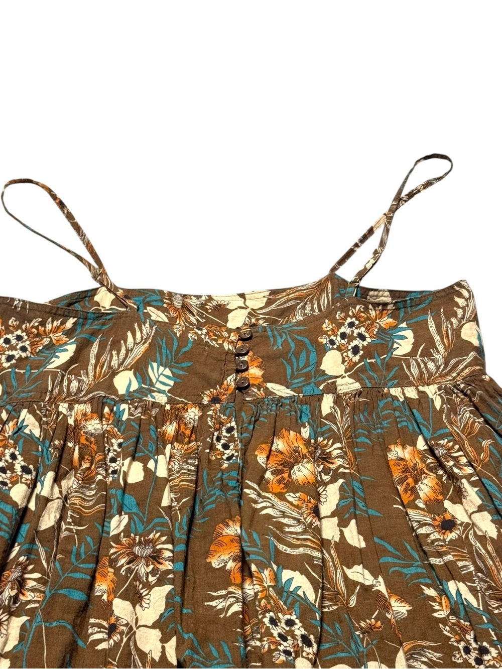NATURAL LIFE Women’s Small Brown and Teal Floral Tiered Midi Maxi Dress Boho - Picture 7 of 10